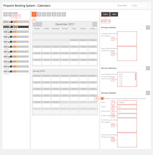 Definir disponibilidade predefinida para horas em todo o calendário