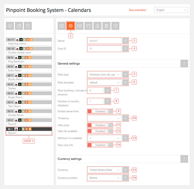 Aquí puede editar la configuración del calendario