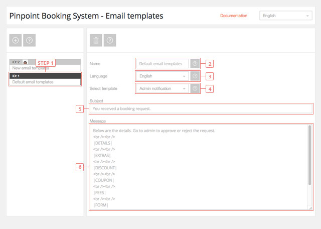 Fare clic per visualizzare le informazioni sui modelli e-mail.