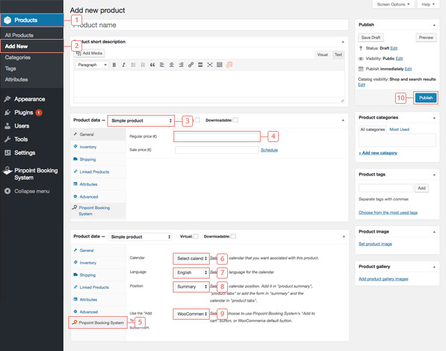 Crear un producto WooCommerce simple y adjuntar un calendario