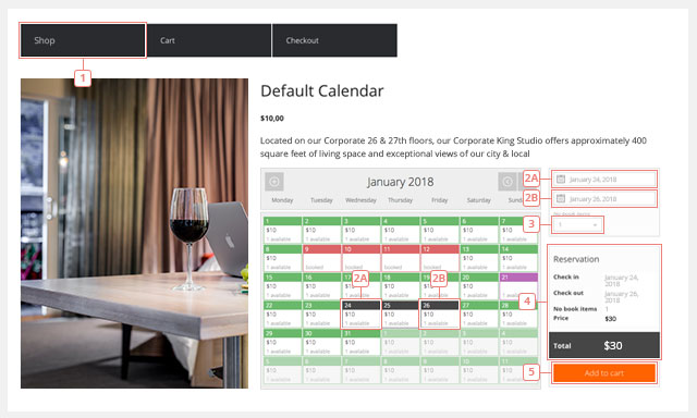 Bekijk de Boekingskalender op de Productpagina