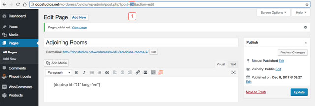 You can find the Post ID of a page here: